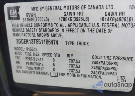 2005 Chevrolet Silverado 1500 Ls from USA, damaged, VIN 2GCEK13T851186474